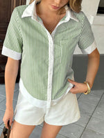 Striped Button-Down Short Sleeve Shirt