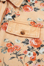 Floral Print Long Sleeve Denim Jacket