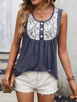 Lace Panel Scoop Neck Tank