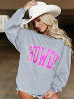 Full Size Howdy Round Neck Oversized Sweatshirt Plus Size