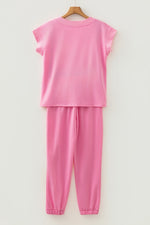 Short Sleeve Top and Drawstring Pants Set