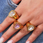 18K Gold-Plated Teardrop Zircon Ring