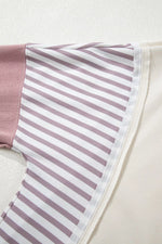 Color Block Striped Patchwork Dolman Slit Sweatshirt