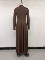 Mock Neck Long Sleeve Midi Dress