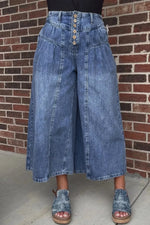 High-Waisted Wide Leg Button-Fly Jeans