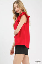 Umgee Ruffle Sleeve V-Neck Top