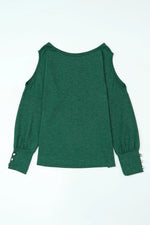 Cutout Round Neck Long Sleeve Top