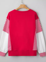 Striped Patchwork Sleeve Colorblock Sweatshirt