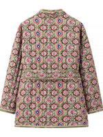 Belted Open Front Floral Winter Coat