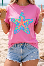 Starfish Graphic Round Neck T-Shirt