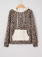 Leopard Print Long Sleeve Hoodie with Pocket
