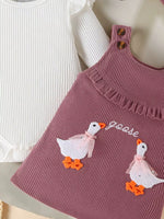Children's Ruffled Trim Bodysuit and Dress Set with Headband