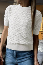 Textured Knit Short Sleeve Pullover