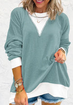 Contrast Round Neck Long Sleeve Sweatshirt