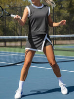 Ribbed Knit Sleeveless Top and Skort Set