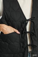 Umgee Heart Quilted Tie-Front Vest