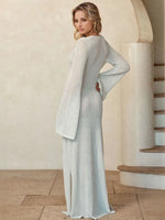 Slit Plunge Flare Sleeve Cover-Up Dress