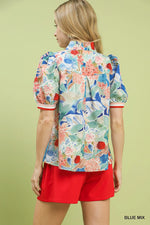 Umgee Jacquard Bloomscape Print Top
