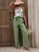 Printed Tank Top and Wide Leg Pants Set