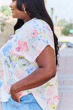 White Birch One And Only Full Size Short Sleeve Floral Print Top