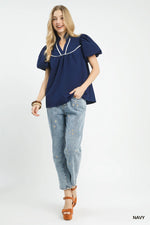 Umgee Textured Puff Sleeve Blouse