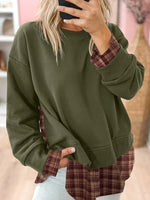 Plaid Patchwork Drop Shoulder Sweatshirt