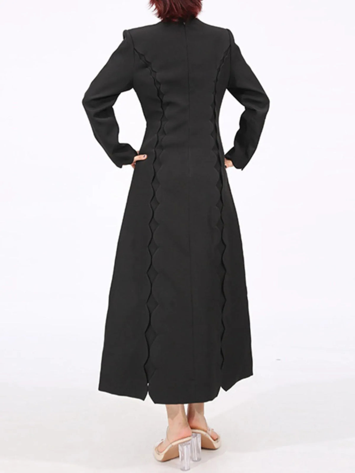 Long Sleeve Bow Front Midi Dress