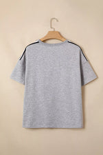 Striped Shoulder Relaxed Fit T-Shirt