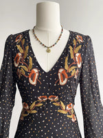 Plus Size Floral Embroidered Polka Dot Maxi Dress