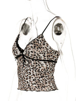 Leopard Print Lace Trim Cami