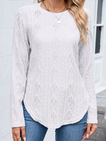 Diamond Pattern Knit Long Sleeve T-Shirt