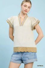 Umgee Contrast Scallop Trim Top