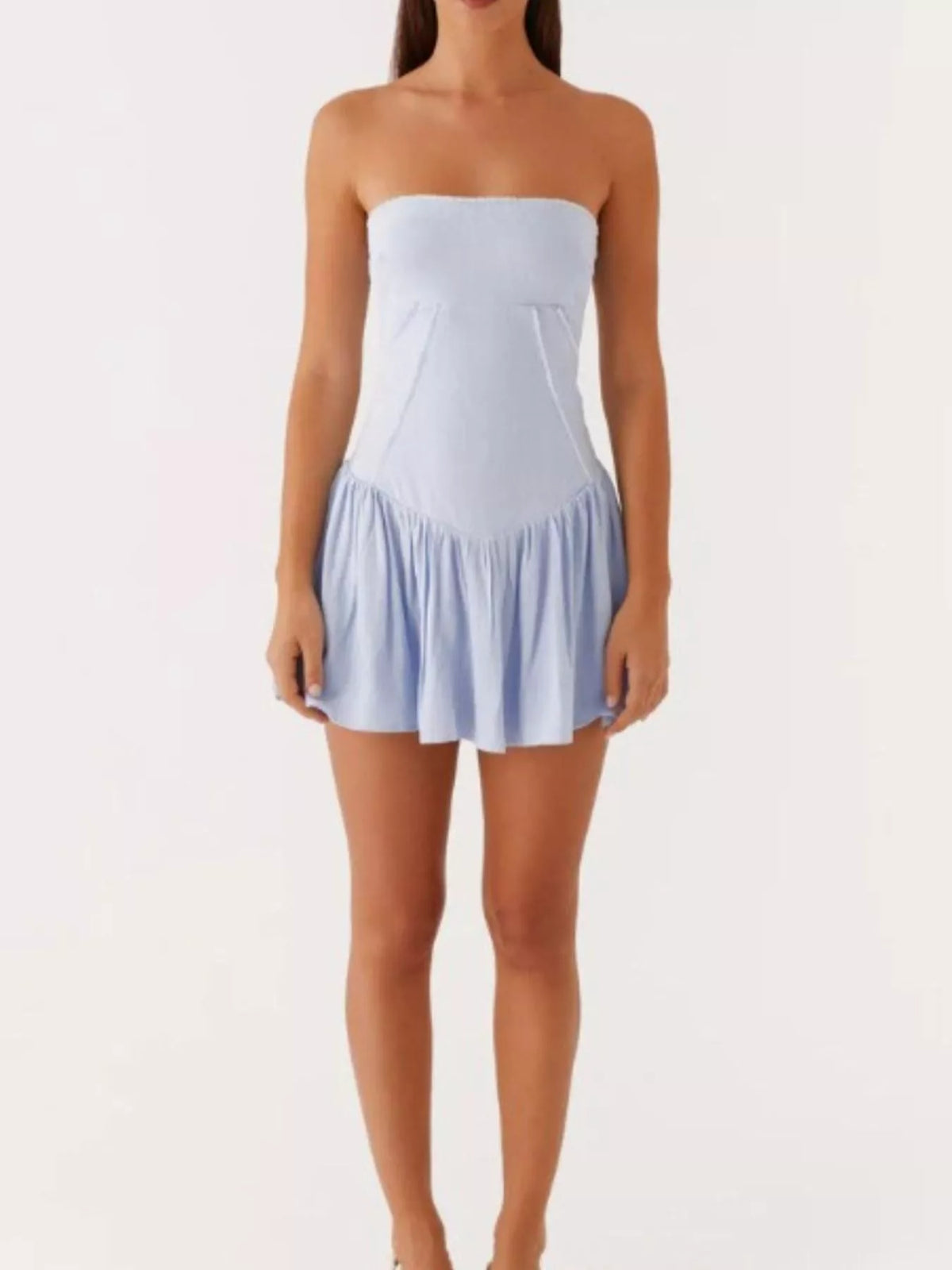 Lace Up Back Tube Dress