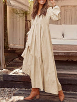 Full Size V-Neck Long Sleeve Tiered Maxi Dress Plus Size