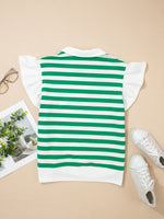 Striped Ruffled Sleeve Blouse