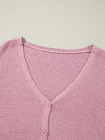 Ribbed Knit Button Front V Neck Cardigan