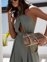 Wide Leg Cutout Halter Neck Jumpsuit