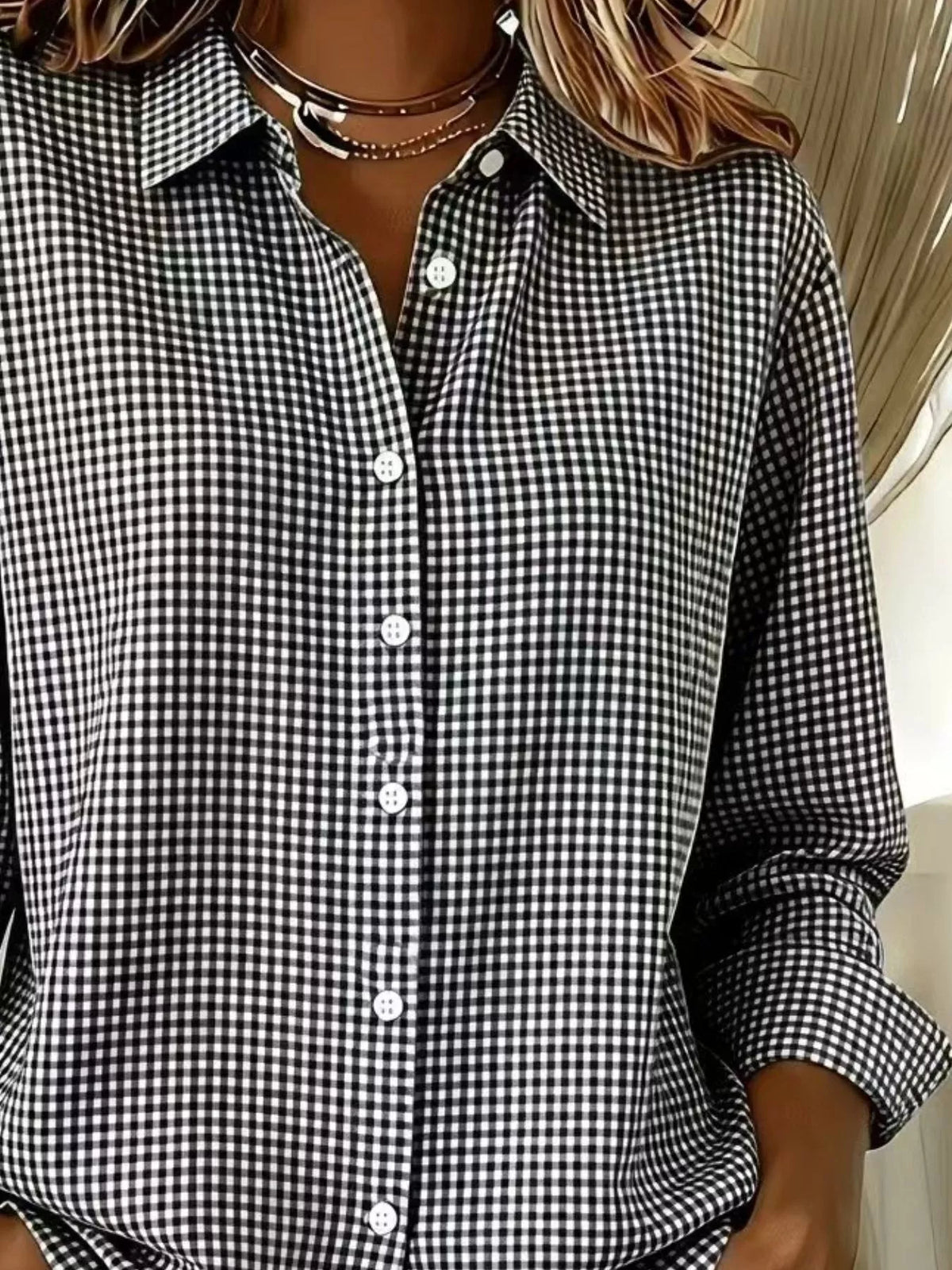 Full Size Plaid Button Up Long Sleeve Shirt Plus Size