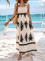 Smocked Bodice Colorful Print Tank Dress