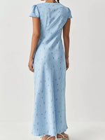 V-Neck Cap Sleeve Maxi Dress