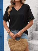 V-Neck Hollow-Out Sleeve T-Shirt