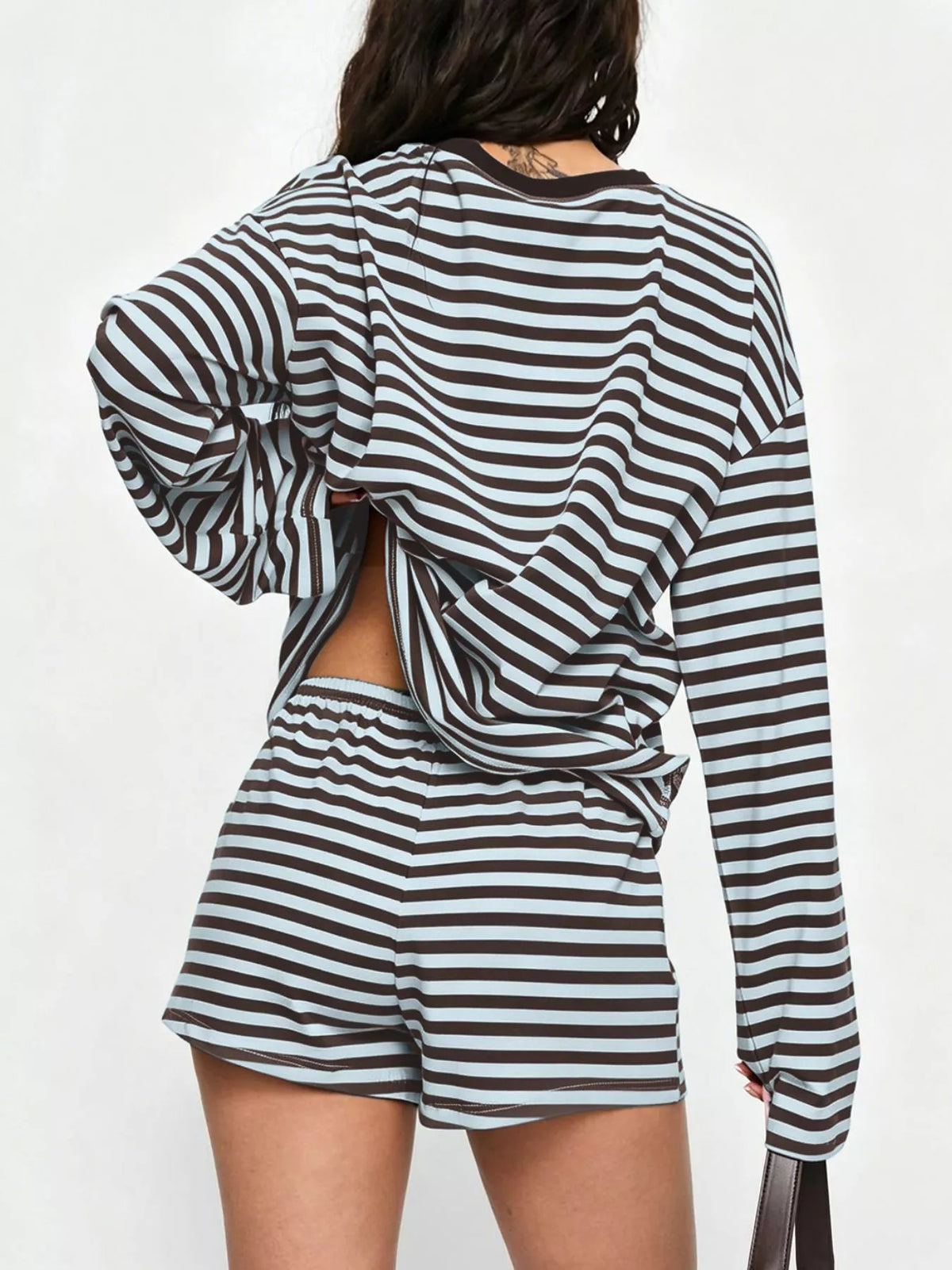 Striped Long Sleeve Top and Shorts Set