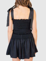 Smocked Tie Shoulder Top and Mini Skirt Set
