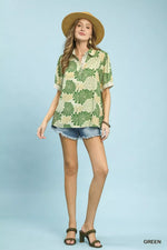 Floral Collared Short Sleeve Blouse