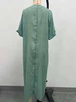 Full Size V-Neck Short Sleeve Midi Dress Plus Size