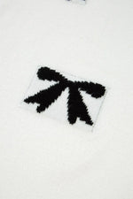 Bow Pattern Knit Short Sleeve Sweater