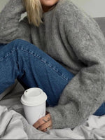 Fuzzy Round Neck Long Sleeve Sweater