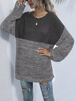 Color Block Long Sleeve Oversized Sweater