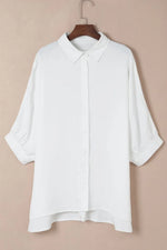 Collared Neck Three-Quarter Sleeve Shirt