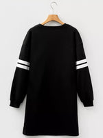 Christmas Sequin Nutcracker-man Graphic Varsity Striped Sleeve Sweatshirt Dress